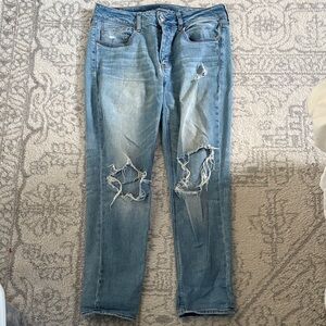 American Eagle Outfitters Ripped Light Blue Tom Girl Jeans